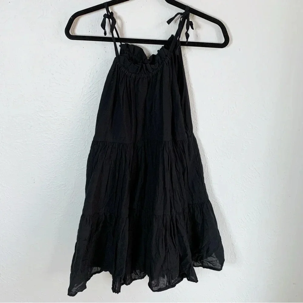 J. Crew Tie-shoulder tiered mini dress Black Sz XXS